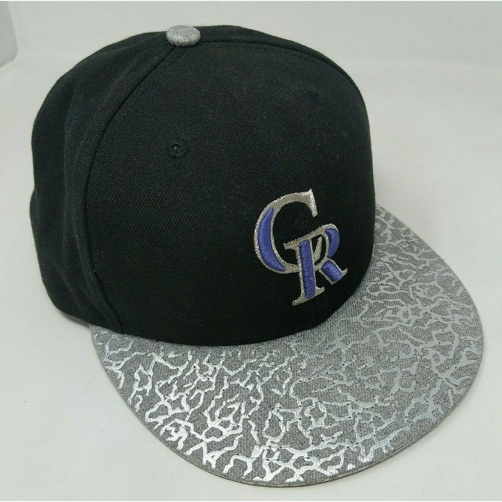 Colorado Rockies Snapback Hat New Era Metallic Animal Print Crackle Brim VTG